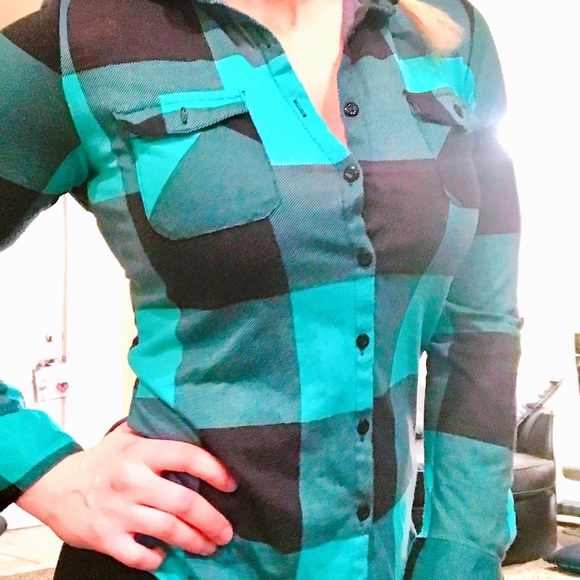 Rue21 Tops - Teal plaid button down